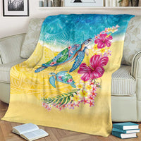 Hawaiian Tropical Plants Turtles Blanket Watercolor Style - Polynesian Pride