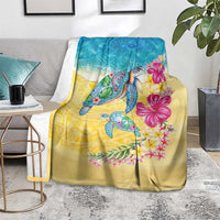 Hawaiian Tropical Plants Turtles Blanket Watercolor Style - Polynesian Pride