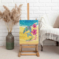 Hawaiian Tropical Plants Turtles Canvas Wall Art Watercolor Style - Polynesian Pride