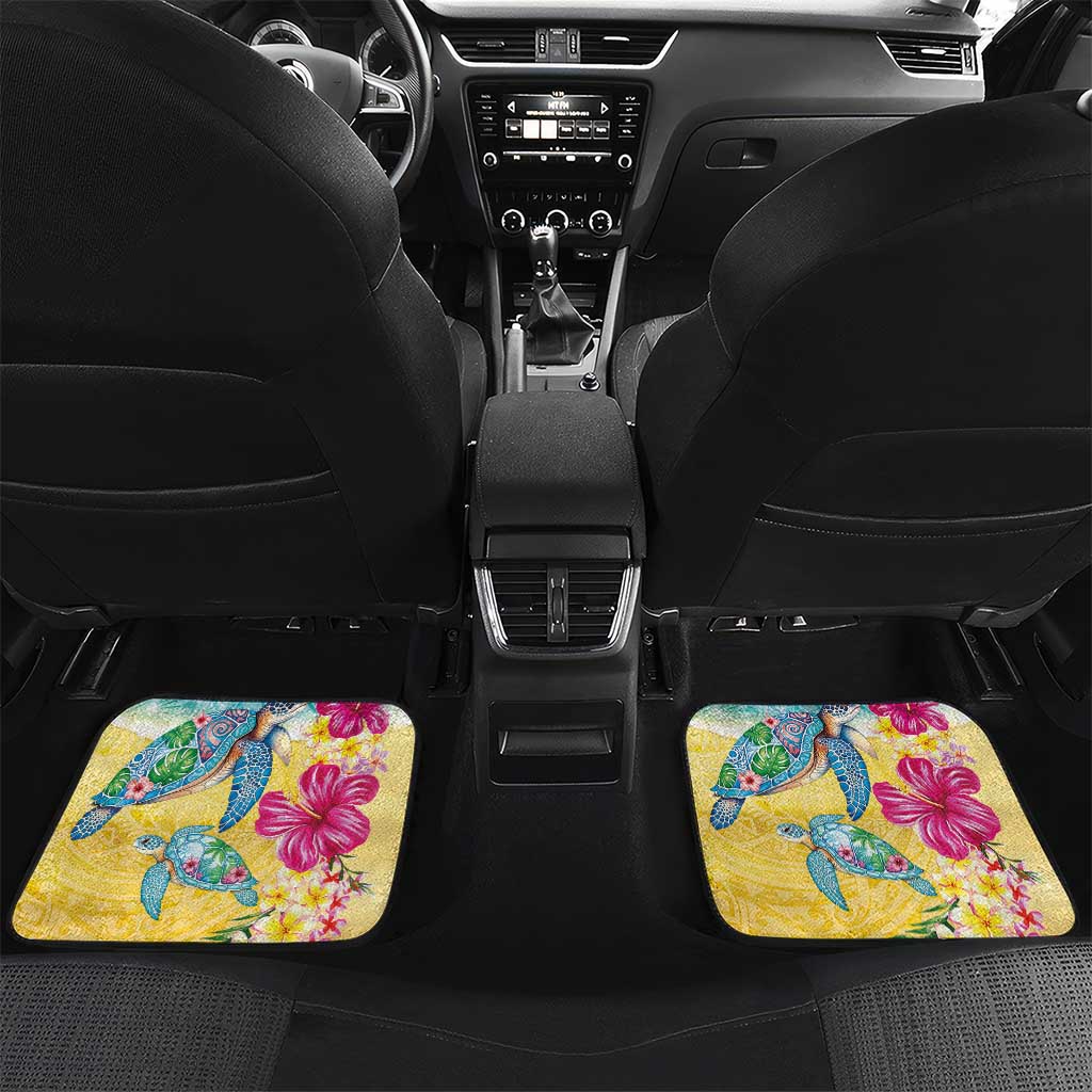 Hawaiian Tropical Plants Turtles Car Mats Watercolor Style - Polynesian Pride