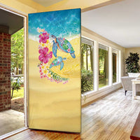 Hawaiian Tropical Plants Turtles Door Cover Watercolor Style - Polynesian Pride