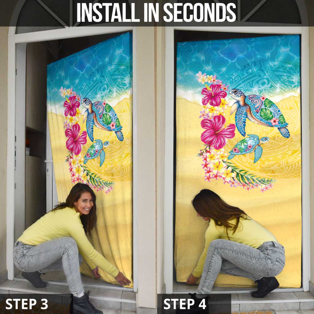 Hawaiian Tropical Plants Turtles Door Cover Watercolor Style - Polynesian Pride