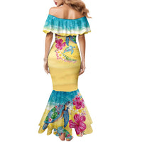 Hawaiian Tropical Plants Turtles Family Matching Mermaid Dress and Hawaiian Shirt Watercolor Style - Polynesian Pride