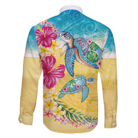 Hawaiian Tropical Plants Turtles Family Matching Puletasi and Hawaiian Shirt Watercolor Style - Polynesian Pride