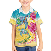 Hawaiian Tropical Plants Turtles Family Matching Puletasi and Hawaiian Shirt Watercolor Style - Polynesian Pride
