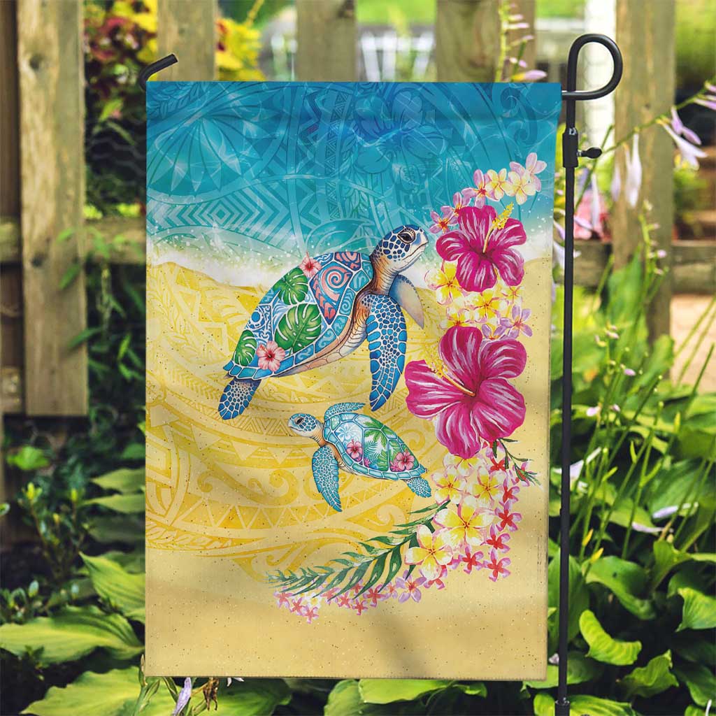 Hawaiian Tropical Plants Turtles Garden Flag Watercolor Style - Polynesian Pride