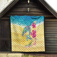 Hawaiian Tropical Plants Turtles Quilt Watercolor Style - Polynesian Pride