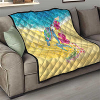 Hawaiian Tropical Plants Turtles Quilt Watercolor Style - Polynesian Pride