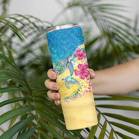 Hawaiian Tropical Plants Turtles Skinny Tumbler Watercolor Style - Polynesian Pride