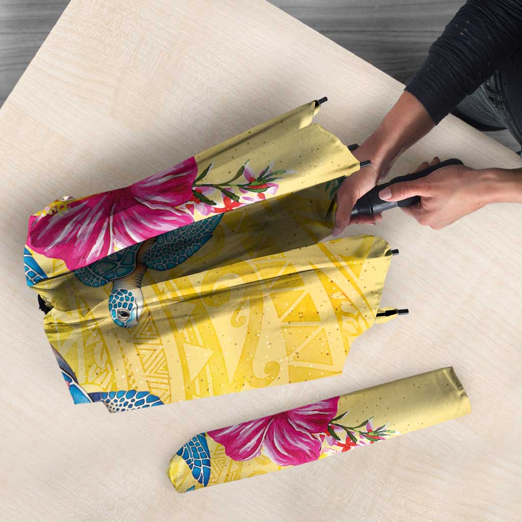 Hawaiian Tropical Plants Turtles Umbrella Watercolor Style - Polynesian Pride