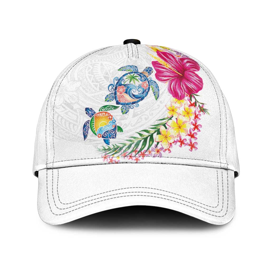 Hawaiian Abstract Art Turtles Classic Cap with Plumeria and Hibiscus - Polynesian Pride