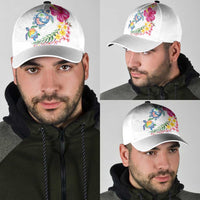 Hawaiian Abstract Art Turtles Classic Cap with Plumeria and Hibiscus - Polynesian Pride