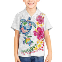 Hawaiian Abstract Art Turtles Family Matching Summer Maxi Dress and Hawaiian Shirt with Plumeria and Hibiscus - Polynesian Pride