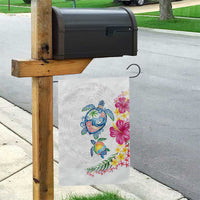 Hawaiian Abstract Art Turtles Garden Flag with Plumeria and Hibiscus - Polynesian Pride