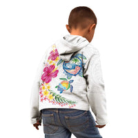 Hawaiian Abstract Art Turtles Kid Hoodie with Plumeria and Hibiscus - Polynesian Pride