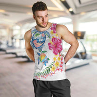 Hawaiian Abstract Art Turtles Men Tank Top with Plumeria and Hibiscus - Polynesian Pride