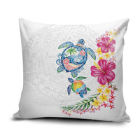 Hawaiian Abstract Art Turtles Pillow Cover with Plumeria and Hibiscus - Polynesian Pride