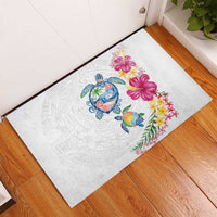 Hawaiian Abstract Art Turtles Rubber Doormat with Plumeria and Hibiscus - Polynesian Pride