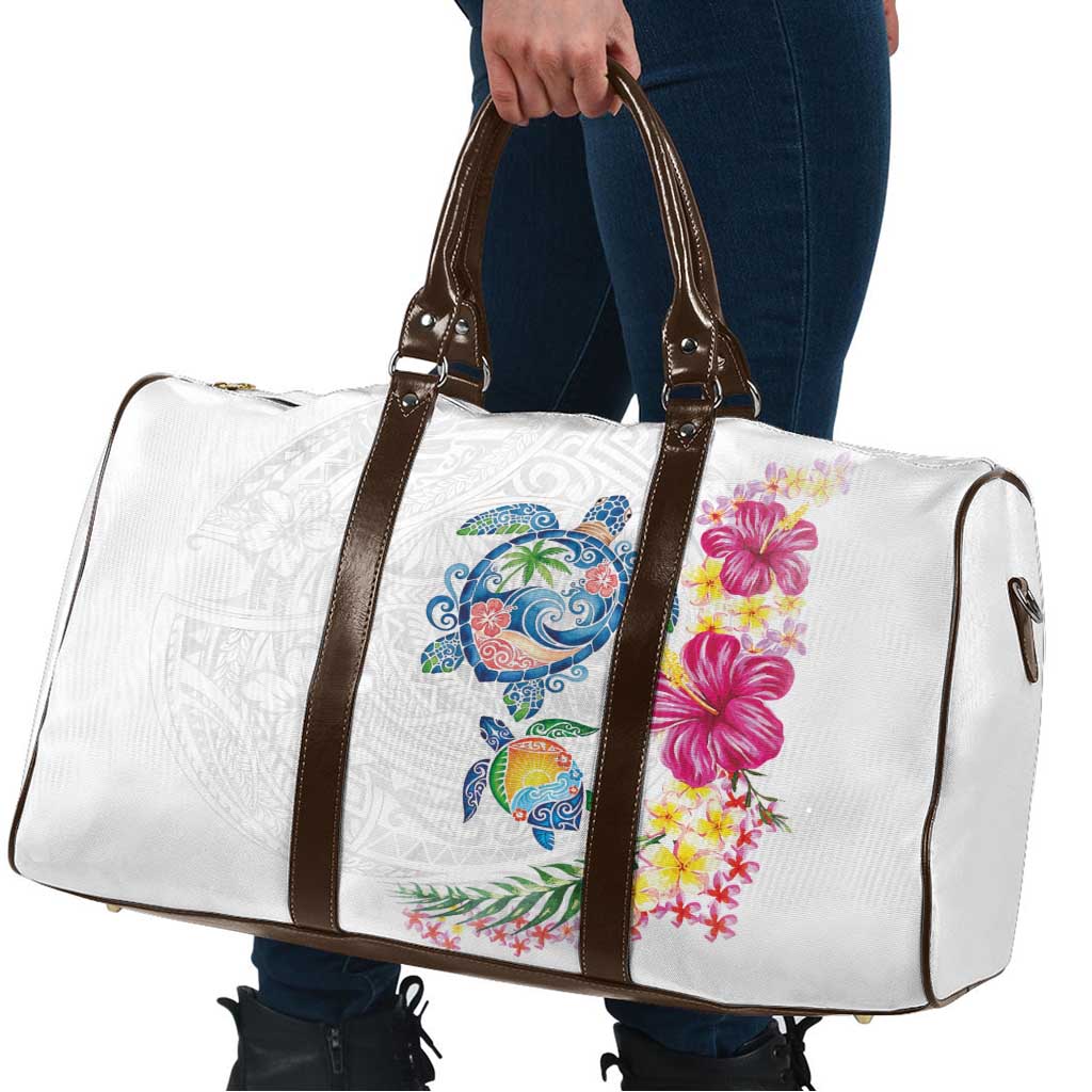 Hawaiian Abstract Art Turtles Travel Bag with Plumeria and Hibiscus - Polynesian Pride