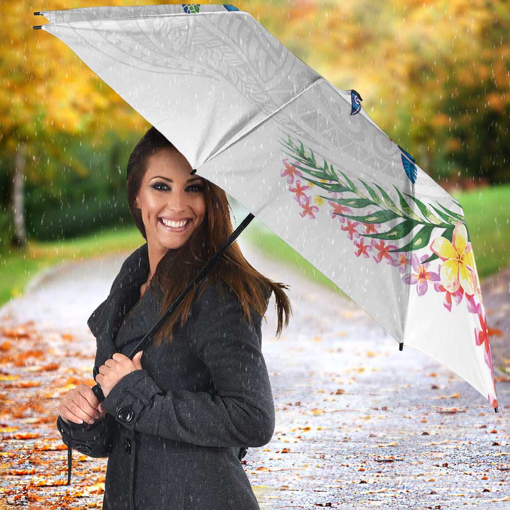 Hawaiian Abstract Art Turtles Umbrella with Plumeria and Hibiscus - Polynesian Pride