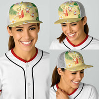 Hawaiian Mele Kalikimaka Baseball Net Cap Funny Santa Claus on Beach with Tropical Plants and Lei - Polynesian Pride