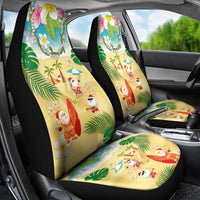 Hawaiian Mele Kalikimaka Car Seat Cover Tropical Plumeria and Lei Funny Santa Beach - Polynesian Pride