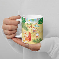 Hawaiian Mele Kalikimaka Ceramic Mug Tropical Plumeria and Lei Funny Santa Beach - Polynesian Pride