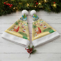 Hawaiian Mele Kalikimaka Christmas Santa Hat Funny Santa Claus on Beach with Tropical Plants and Lei - Polynesian Pride