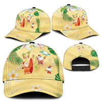 Hawaiian Mele Kalikimaka Classic Cap Funny Santa Claus on Beach with Tropical Plants and Lei - Polynesian Pride