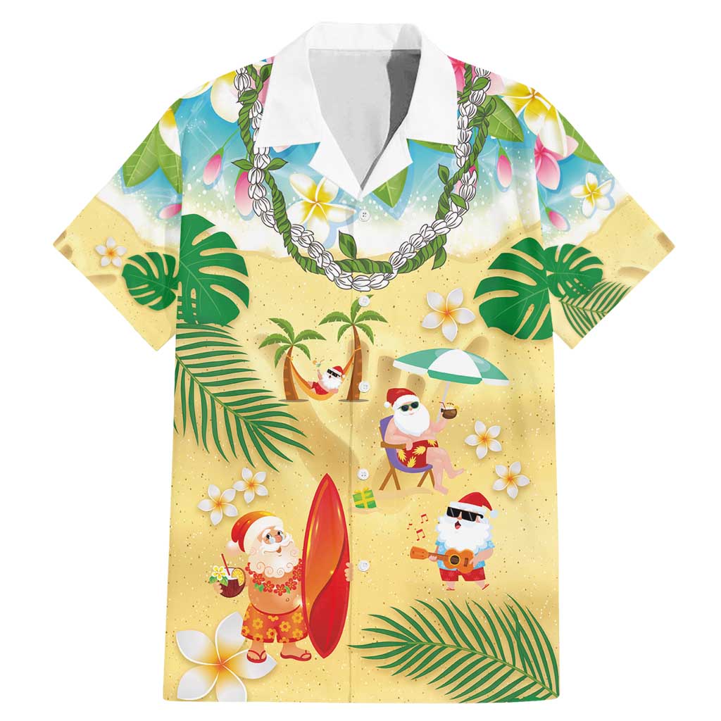Hawaiian Mele Kalikimaka Family Matching Mermaid Dress and Hawaiian Shirt Tropical Plumeria and Lei Funny Santa Beach - Polynesian Pride