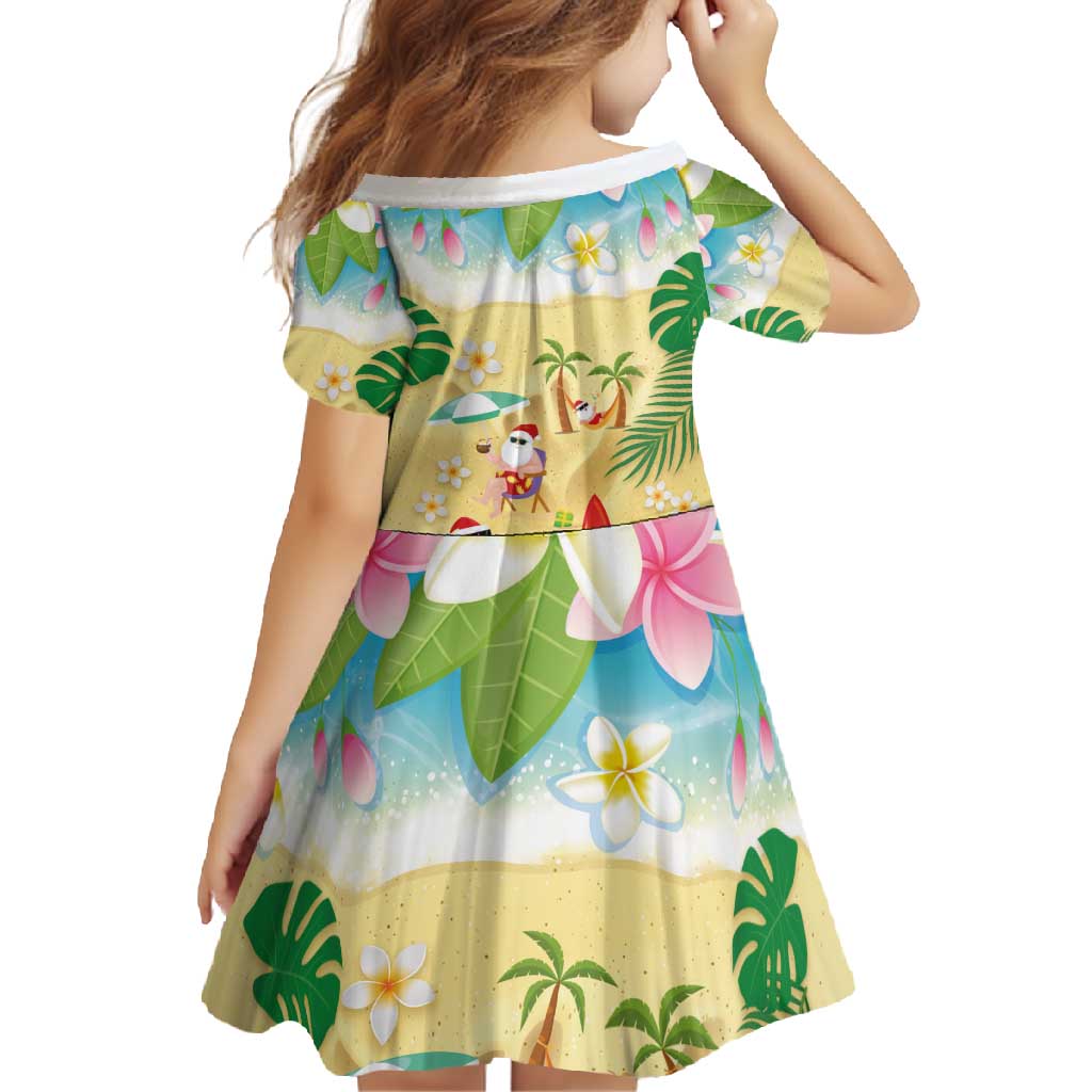 Hawaiian Mele Kalikimaka Family Matching Off Shoulder Maxi Dress and Hawaiian Shirt Tropical Plumeria and Lei Funny Santa Beach - Polynesian Pride