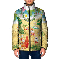 Hawaiian Mele Kalikimaka Padded Jacket Tropical Plumeria and Lei Funny Santa Beach - Polynesian Pride