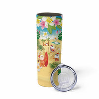 Hawaiian Mele Kalikimaka Skinny Tumbler Tropical Plumeria and Lei Funny Santa Beach - Polynesian Pride
