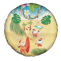 Hawaiian Mele Kalikimaka Spare Tire Cover Tropical Plumeria and Lei Funny Santa Beach - Polynesian Pride