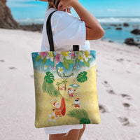 Hawaiian Mele Kalikimaka Tote Bag Tropical Plumeria and Lei Funny Santa Beach - Polynesian Pride