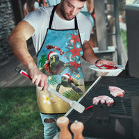 Hawaiian Mele Kalikimaka Apron Tropical Xmas Turtles Red Poinsettia Watercolor - Polynesian Pride