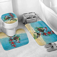 Hawaiian Mele Kalikimaka Bathroom Set Tropical Xmas Turtles Red Poinsettia Watercolor - Polynesian Pride