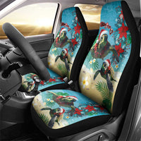 Hawaiian Mele Kalikimaka Car Seat Cover Tropical Xmas Turtles Red Poinsettia Watercolor - Polynesian Pride