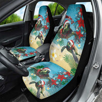 Hawaiian Mele Kalikimaka Car Seat Cover Tropical Xmas Turtles Red Poinsettia Watercolor - Polynesian Pride