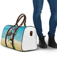Hawaiian Mele Kalikimaka Travel Bag Tropical Xmas Turtles Red Poinsettia Watercolor - Polynesian Pride