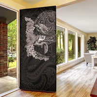 Hawaiian Plumeria and Hibiscus with Turtles Door Cover Polynesian Art Grayscale - Polynesian Pride