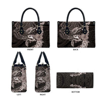 Hawaiian Plumeria and Hibiscus with Turtles Leather Bag Polynesian Art Grayscale - Polynesian Pride