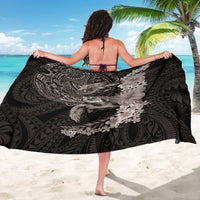 Hawaiian Plumeria and Hibiscus with Turtles Sarong Polynesian Art Grayscale - Polynesian Pride