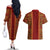 Hawaii Style Hibiscus and Tribal Element Fabric Patchwork Couples Matching Off The Shoulder Long Sleeve Dress and Hawaiian Shirt LT03 - Polynesian Pride