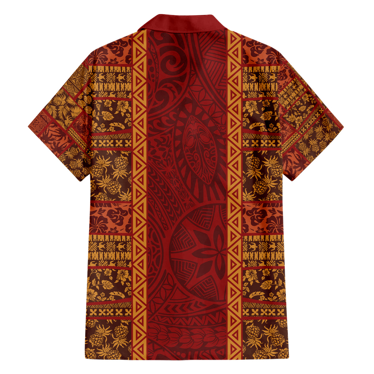 Hawaii Style Hibiscus and Tribal Element Fabric Patchwork Hawaiian Shirt LT03 - Polynesian Pride
