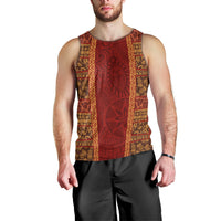 Hawaii Style Hibiscus and Tribal Element Fabric Patchwork Men Tank Top LT03 - Polynesian Pride