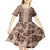 Hawaii Style Hibiscus and Tribal Element Fabric Patchwork Kid Short Sleeve Dress Beige Version LT03 - Polynesian Pride