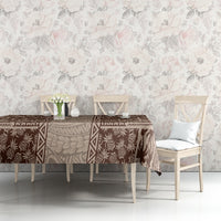 Hawaii Style Hibiscus and Tribal Element Fabric Patchwork Tablecloth Beige Version LT03 - Polynesian Pride