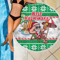 Hawaii Mele Kalikimaka Beach Blanket Aloha Santa and Palm Tree Mix Kakau Pattern LT03 - Polynesian Pride