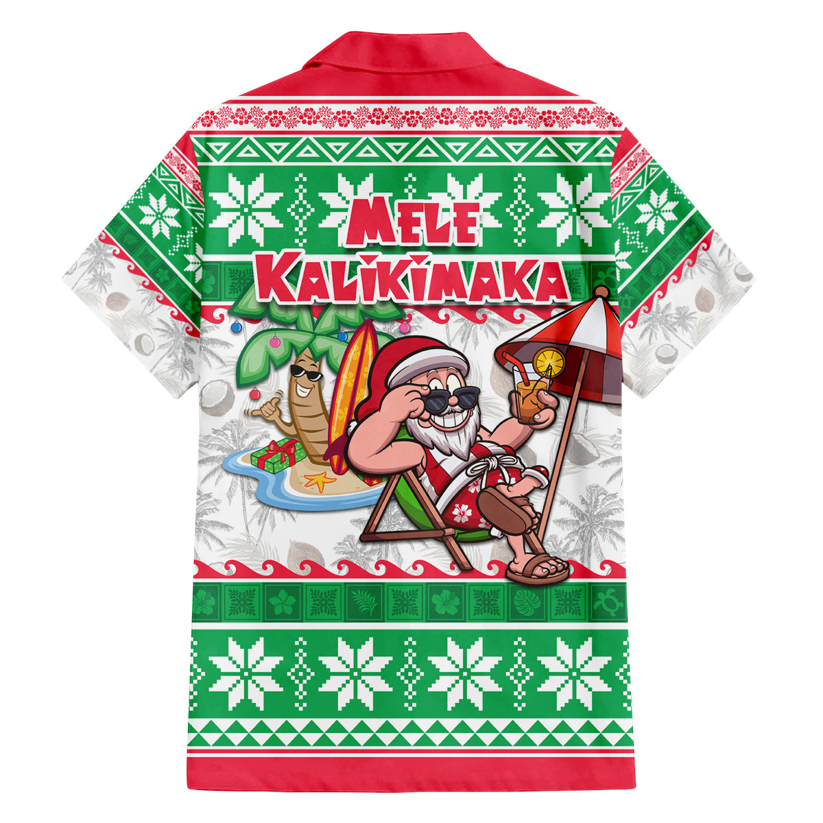 Hawaii Mele Kalikimaka Family Matching Off Shoulder Long Sleeve Dress and Hawaiian Shirt Aloha Santa and Palm Tree Mix Kakau Pattern LT03 - Polynesian Pride